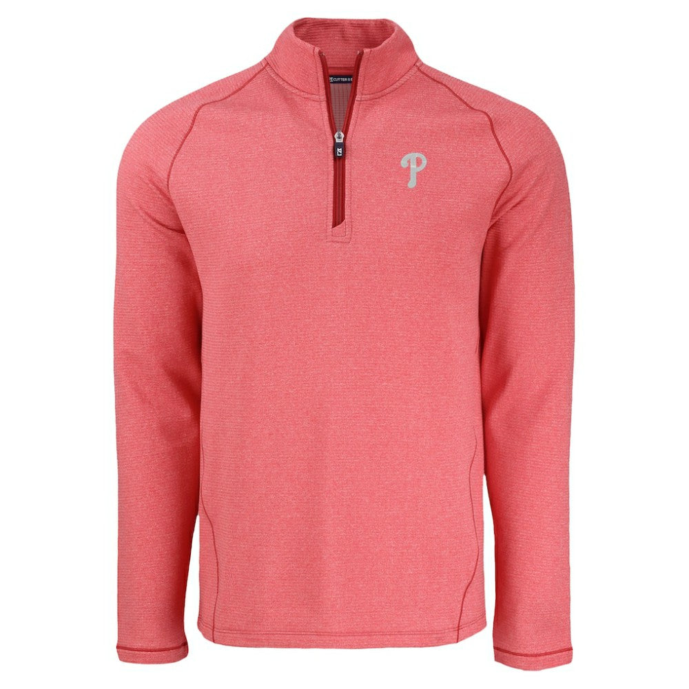 Philadelphia Phillies Cutter & Buck Peshastin Eco Fleece Recycled Raglan Quarter-Zip Top - Heather Red