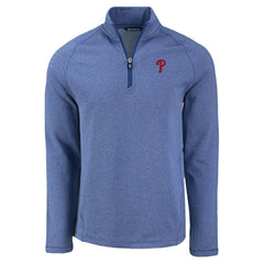 Philadelphia Phillies Cutter & Buck Peshastin Eco Fleece Recycled Raglan Quarter-Zip Top - Heather Royal