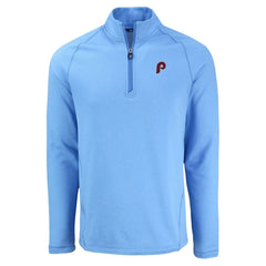 Philadelphia Phillies Cutter & Buck Peshastin Eco Fleece Recycled Raglan Quarter-Zip Top - Heather Light Blue