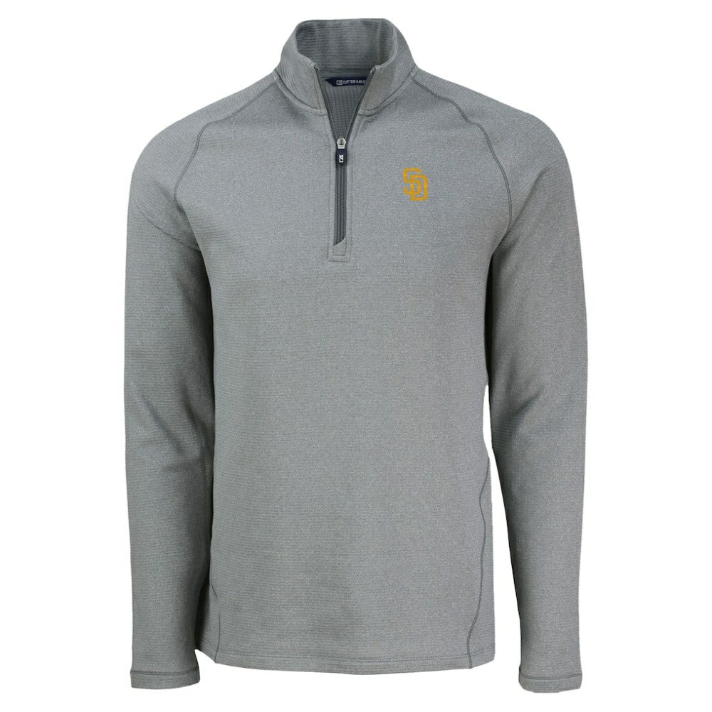 San Diego Padres Cutter & Buck Peshastin Eco Fleece Recycled Raglan Quarter-Zip Top - Heather Gray
