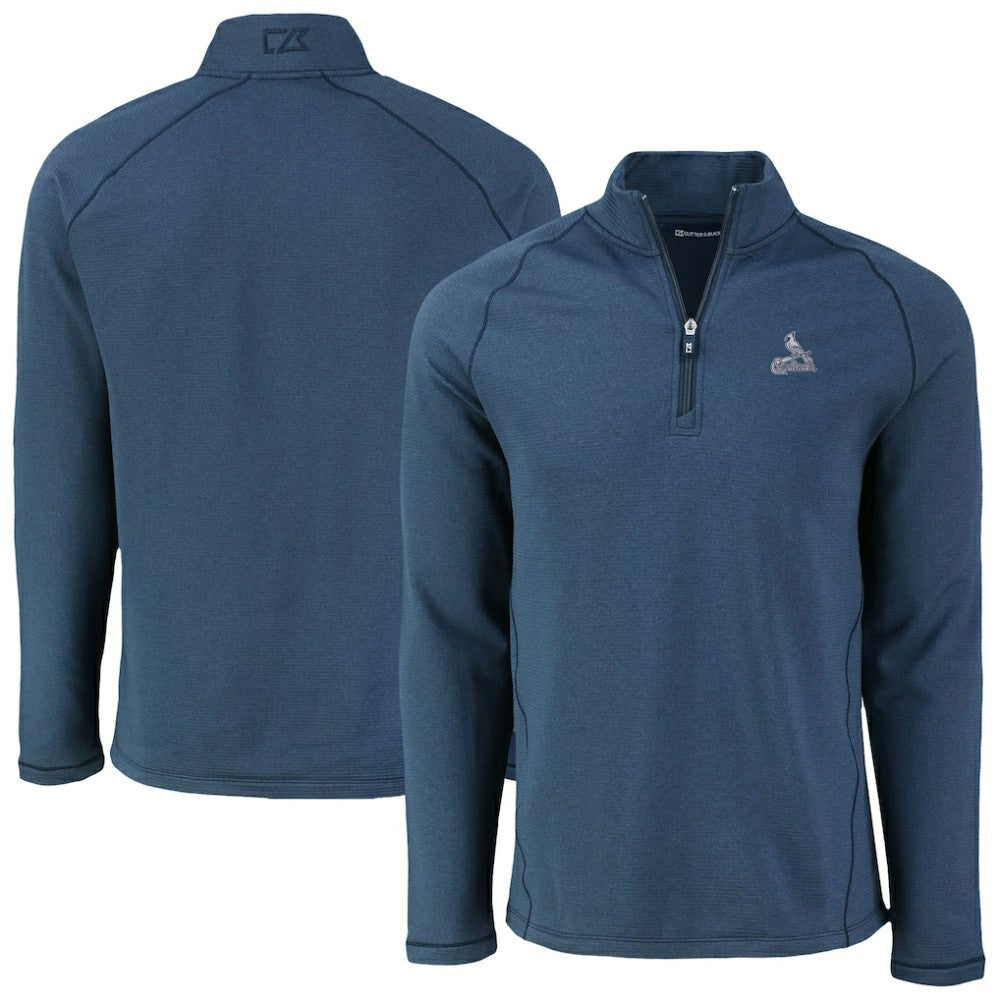 St. Louis Cardinals Cutter & Buck Peshastin Eco Fleece Recycled Raglan Quarter-Zip Top - Heather Navy