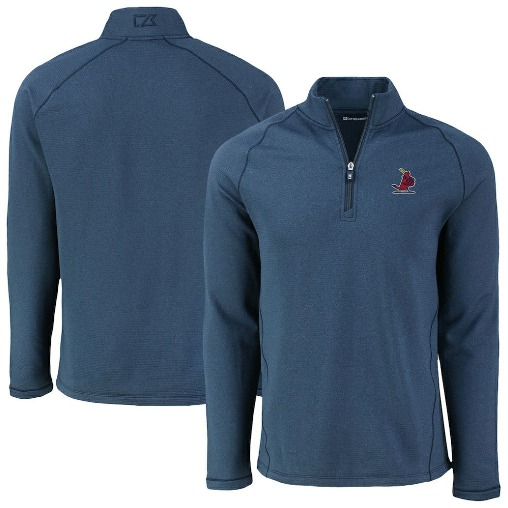 St. Louis Cardinals Cutter & Buck Peshastin Eco Fleece Recycled Raglan Quarter-Zip Top - Heather Navy