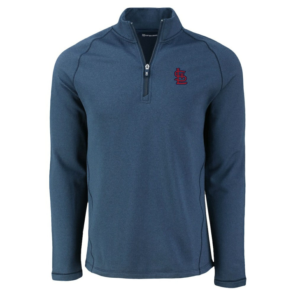St. Louis Cardinals Cutter & Buck Peshastin Eco Fleece Recycled Raglan Quarter-Zip Top - Heather Navy