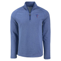 Texas Rangers Cutter & Buck Peshastin Eco Fleece Recycled Raglan Quarter-Zip Top - Heather Blue