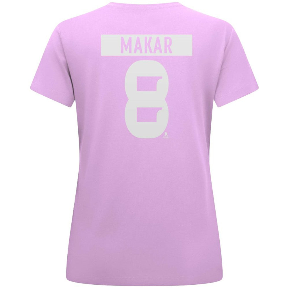 Cale Makar Colorado Avalanche Levelwear Women's Hockey Fights Cancer Anthem Name & Number T-Shirt Lavender