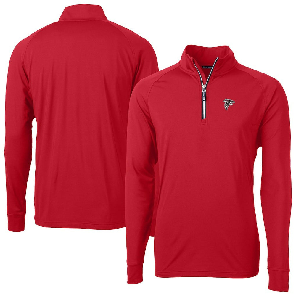 Atlanta Falcons Cutter & Buck Adapt Eco DryTec Raglan Quarter-Zip Jacket - Red on sale