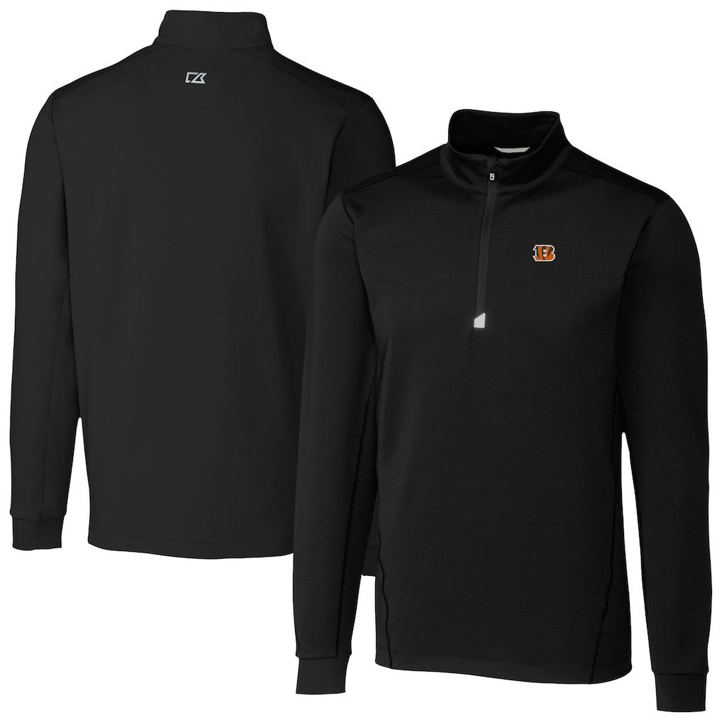Cincinnati Bengals Cutter & Buck Traverse Stretch Quarter-Zip Top - Black discount
