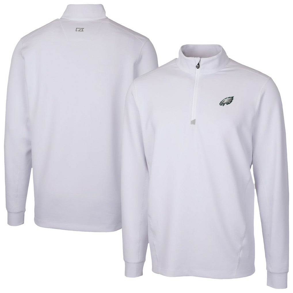 Philadelphia Eagles Cutter & Buck Traverse Stretch Quarter-Zip Top - White cheap
