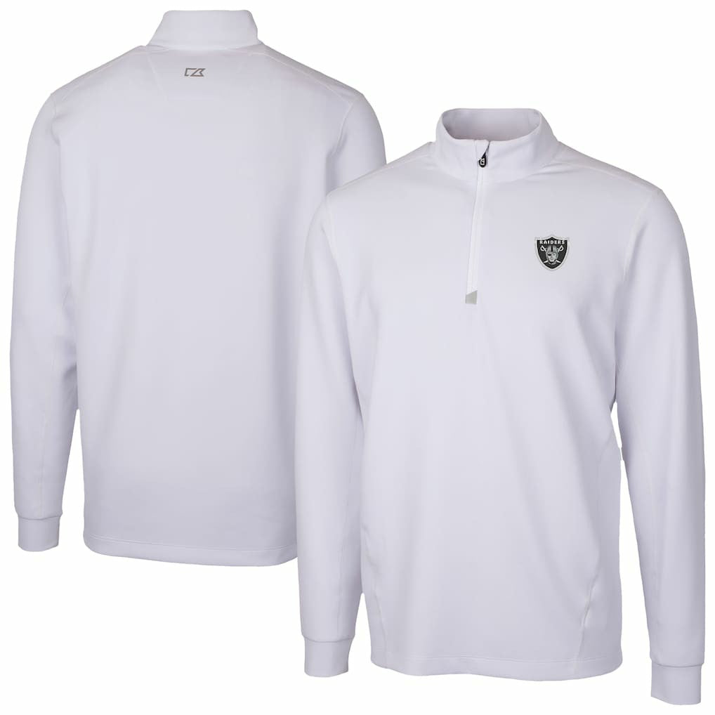 Las Vegas Raiders Cutter & Buck Traverse Stretch Quarter-Zip Top - White cheap