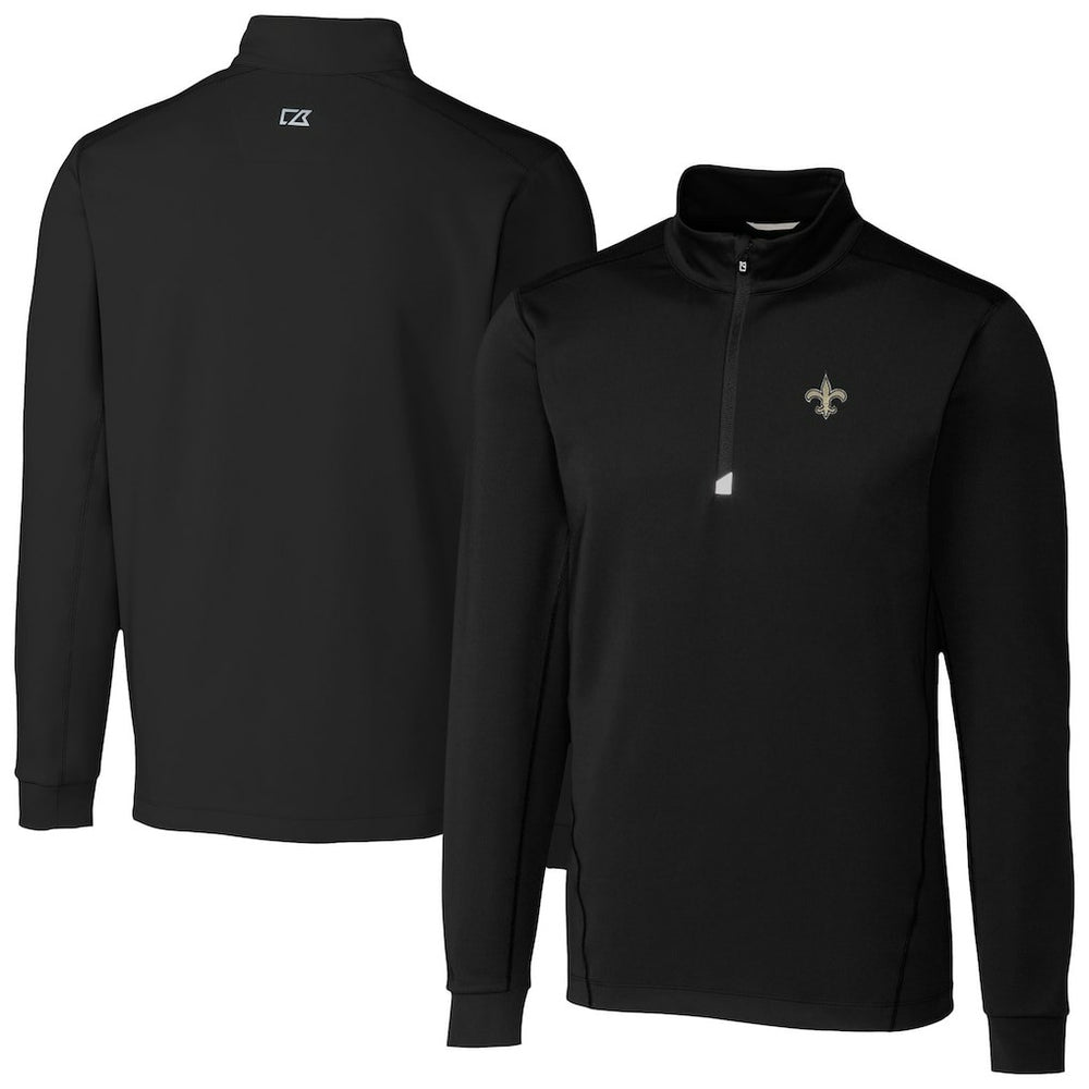 New Orleans Saints Cutter & Buck Traverse Stretch Quarter-Zip Top - Black for sale