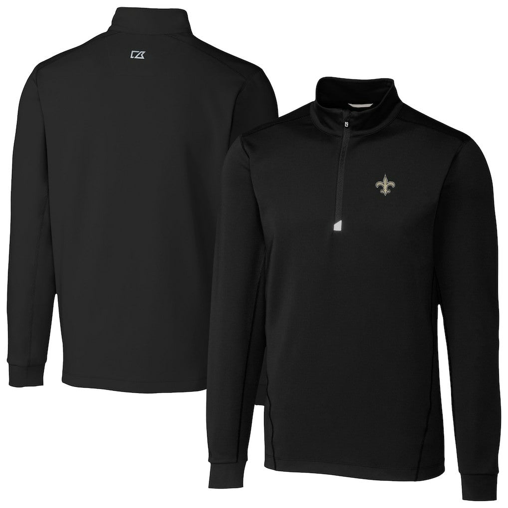 New Orleans Saints Cutter & Buck Traverse Stretch Quarter-Zip Top - Black for sale