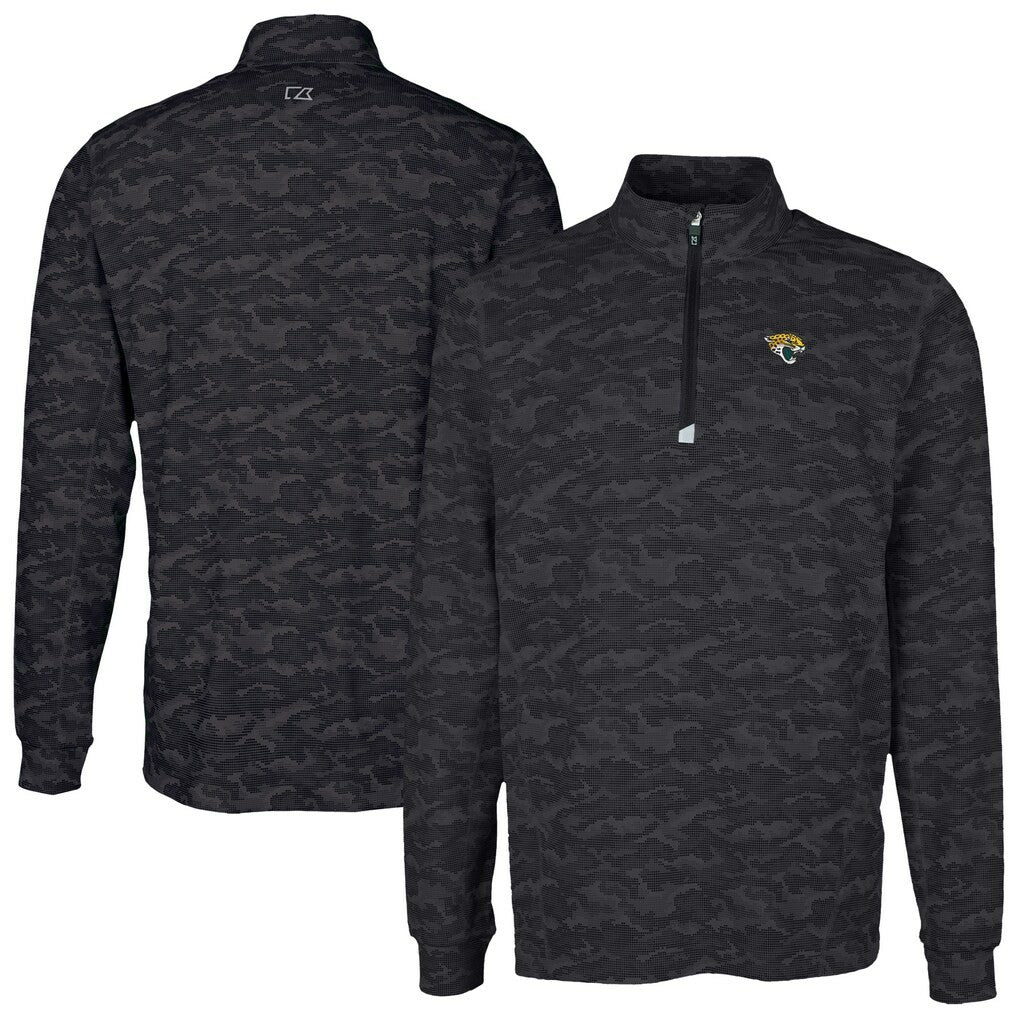 Jacksonville Jaguars Cutter & Buck Traverse Camo Print Stretch Quarter-Zip Top - Black on sale