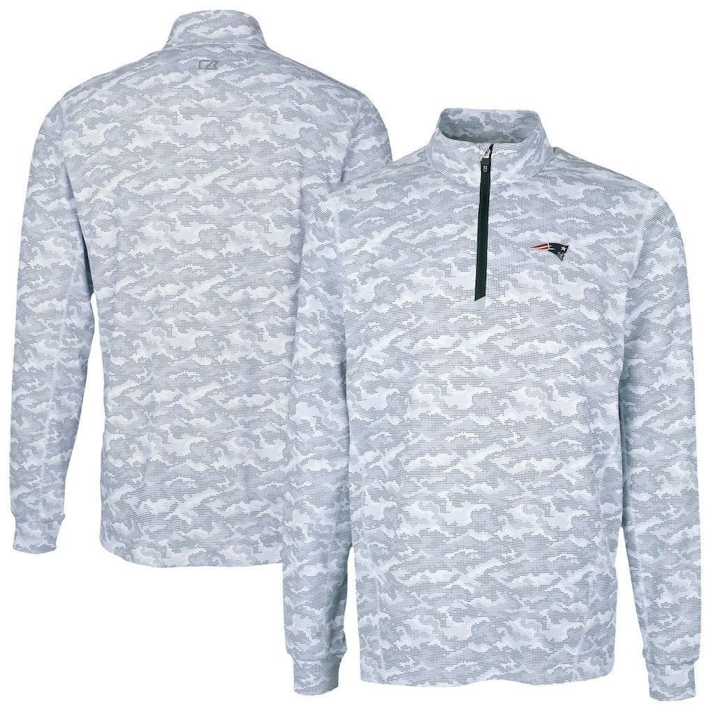 New England Patriots Cutter & Buck Traverse Camo Print Stretch Quarter-Zip Top - Charcoal cheap
