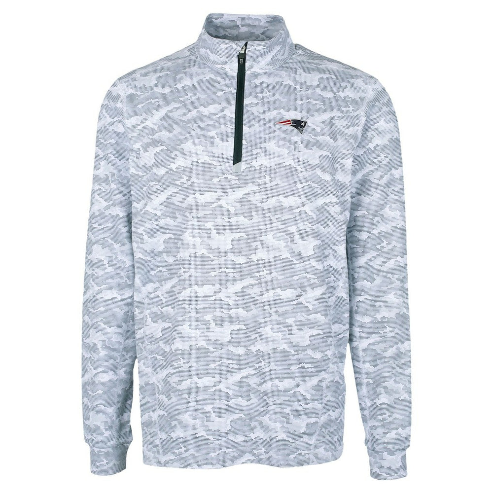 New England Patriots Cutter & Buck Traverse Camo Print Stretch Quarter-Zip Top - Charcoal cheap