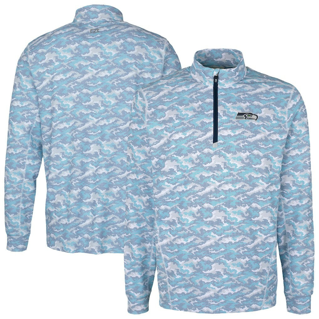 Seattle Seahawks Cutter & Buck Traverse Camo Print Stretch Quarter-Zip Top - Navy sale