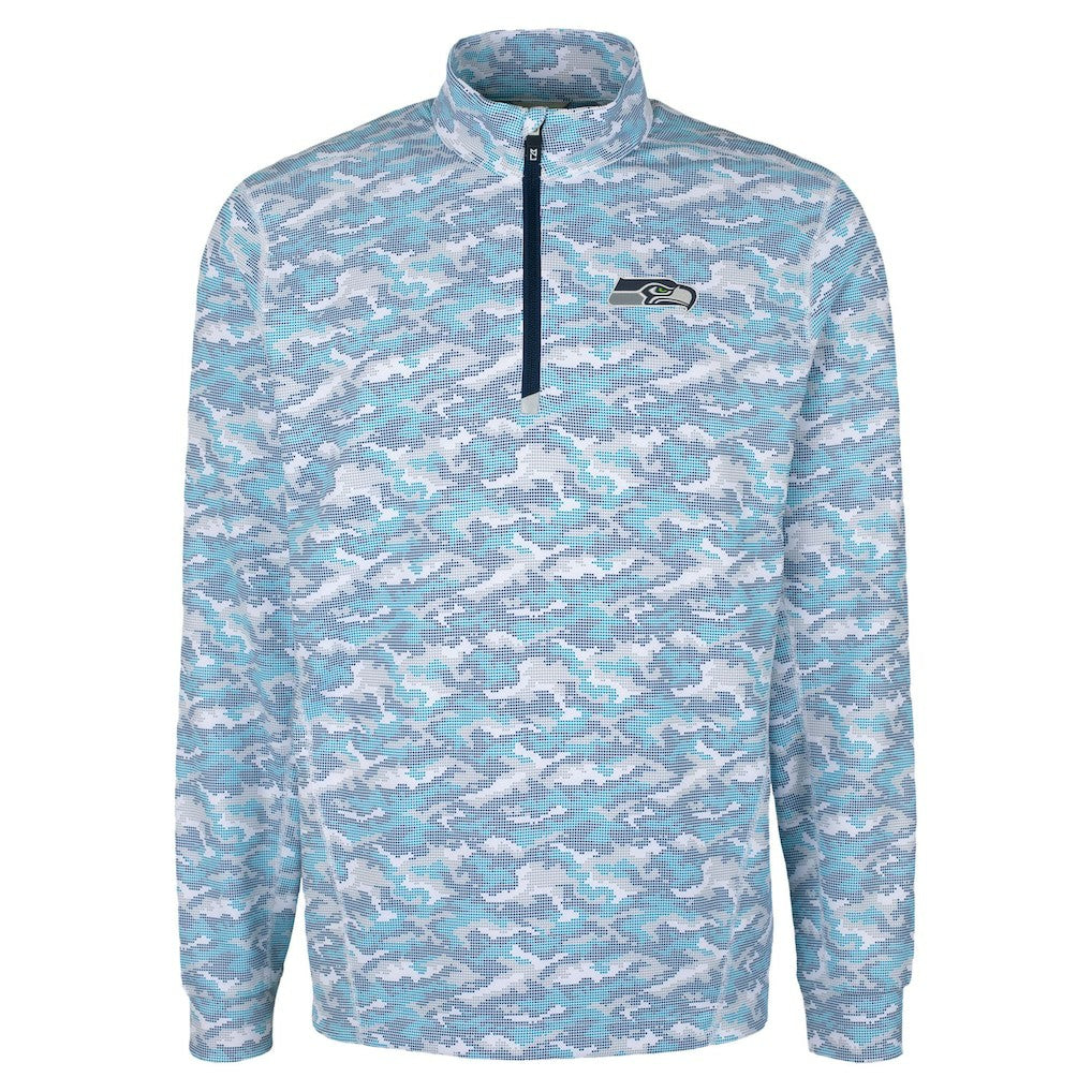 Seattle Seahawks Cutter & Buck Traverse Camo Print Stretch Quarter-Zip Top - Navy sale