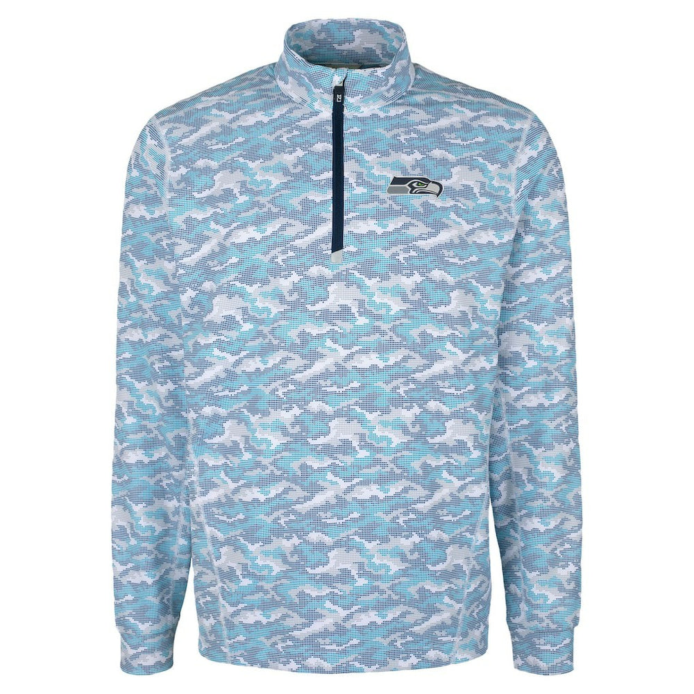 Seattle Seahawks Cutter & Buck Traverse Camo Print Stretch Quarter-Zip Top - Navy sale