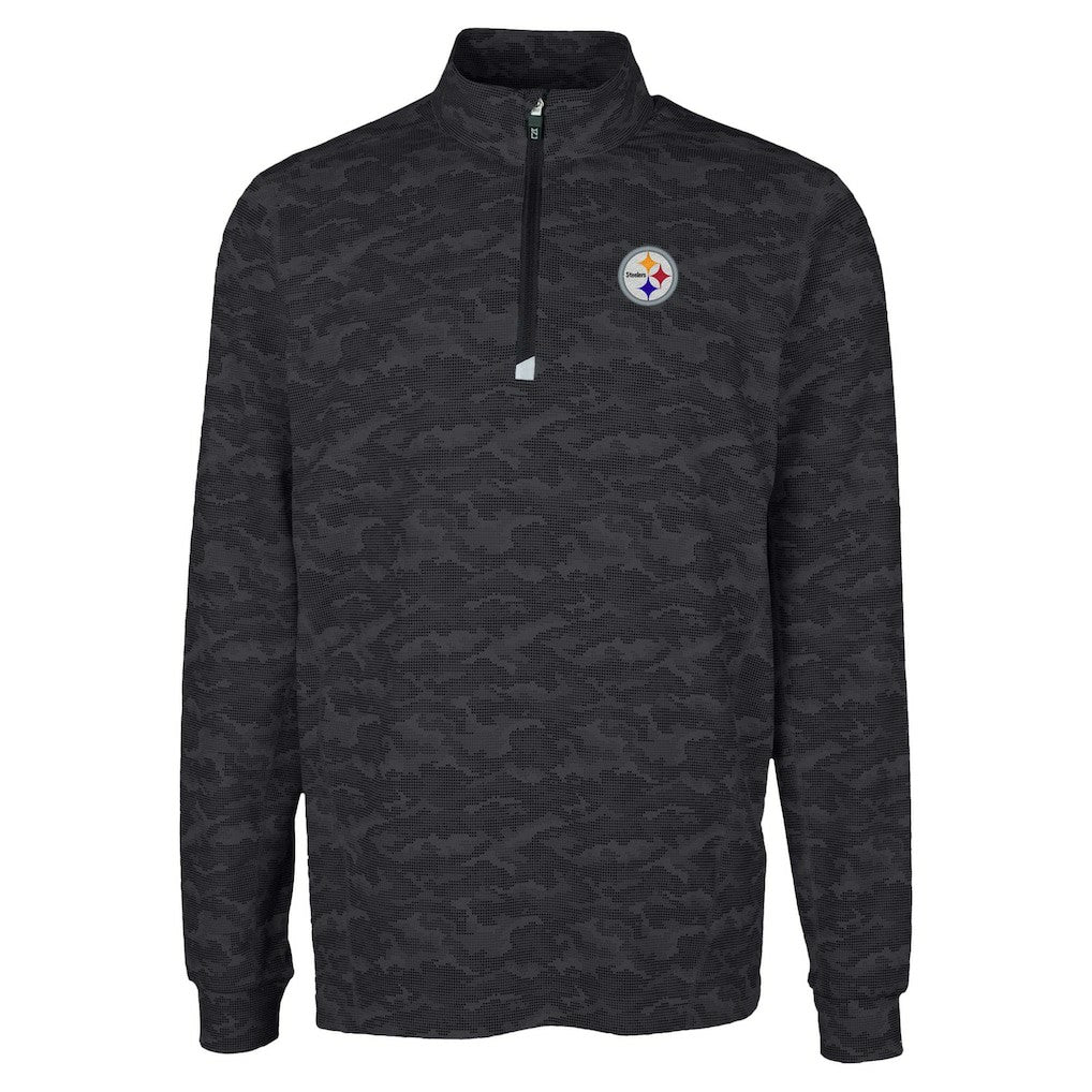 Pittsburgh Steelers Cutter & Buck Traverse Camo Print Stretch Quarter-Zip Top - Black sale