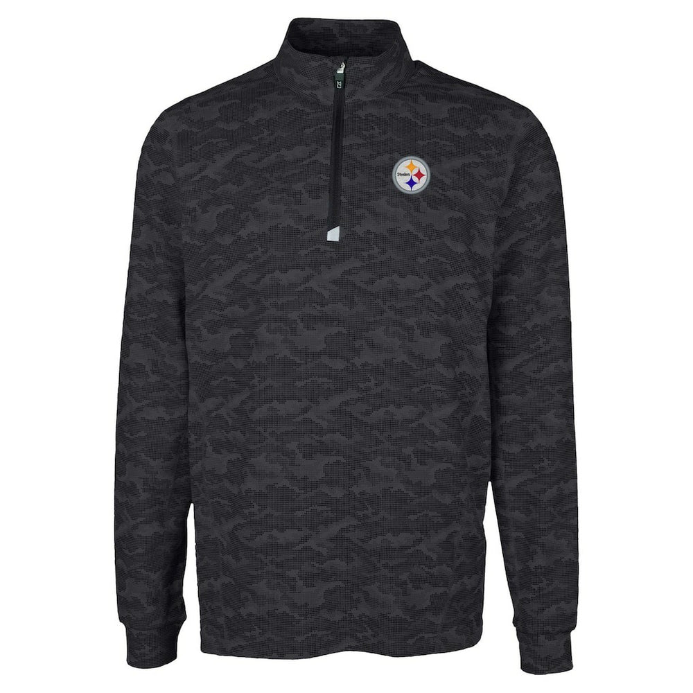 Pittsburgh Steelers Cutter & Buck Traverse Camo Print Stretch Quarter-Zip Top - Black sale