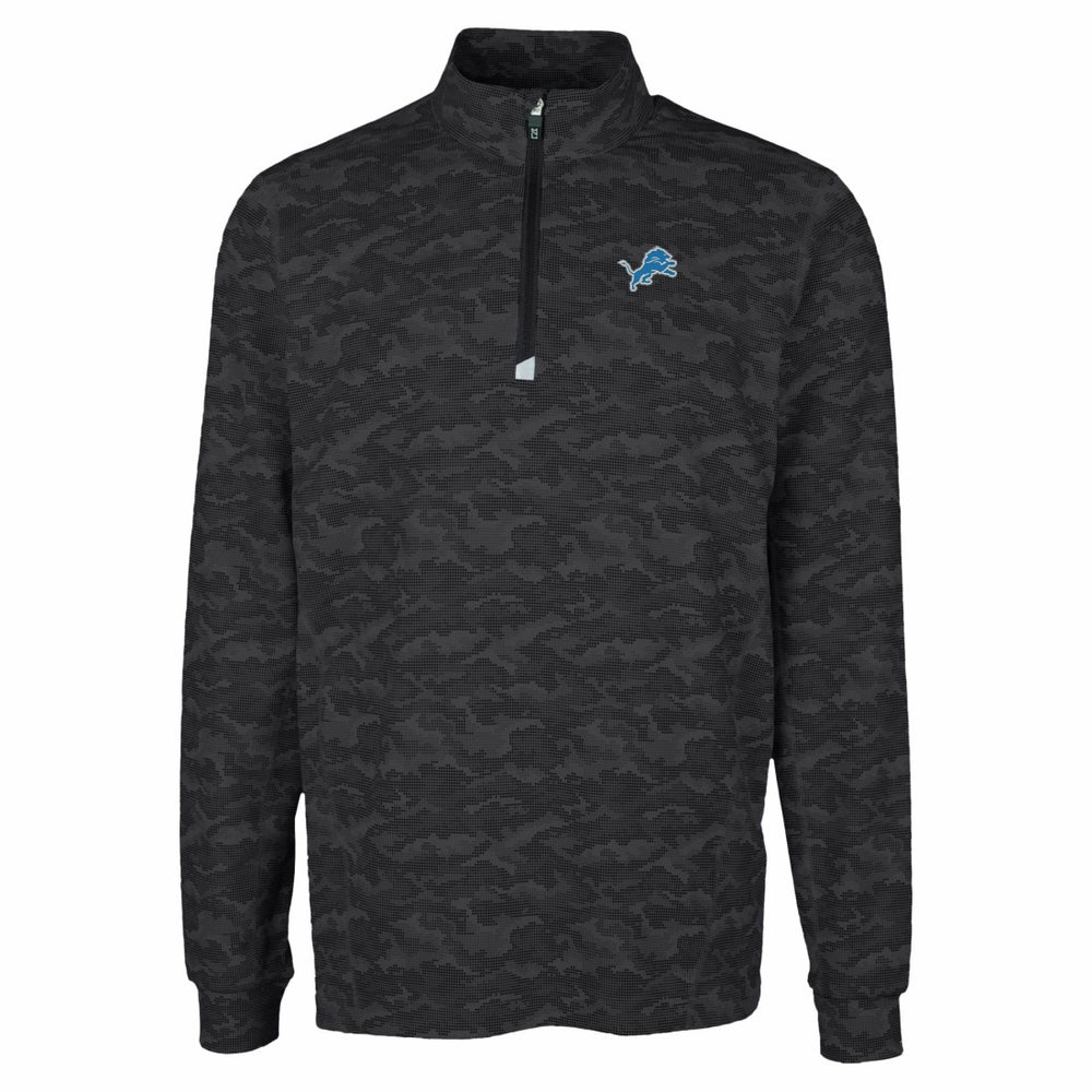 Detroit Lions Cutter & Buck Traverse Camo Print Stretch Quarter-Zip Top - Black discount