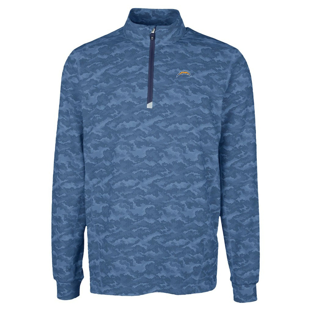 Los Angeles Chargers Cutter & Buck Traverse Camo Print Stretch Quarter-Zip Top - Navy discount