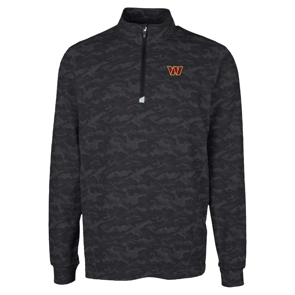 Washington Commanders Cutter & Buck Traverse Camo Print Stretch Quarter-Zip Top - Black discount