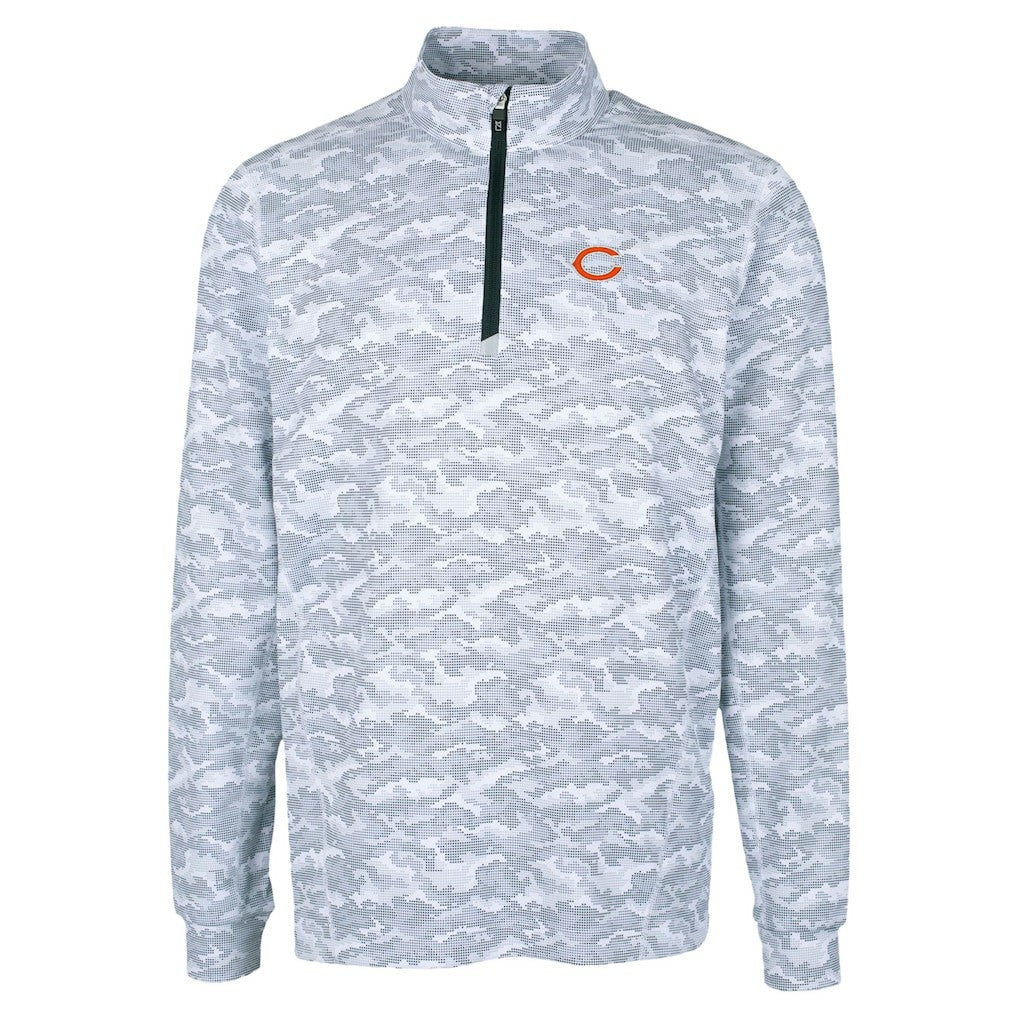 Chicago Bears Cutter & Buck Traverse Camo Print Stretch Quarter-Zip Top - Charcoal outlet