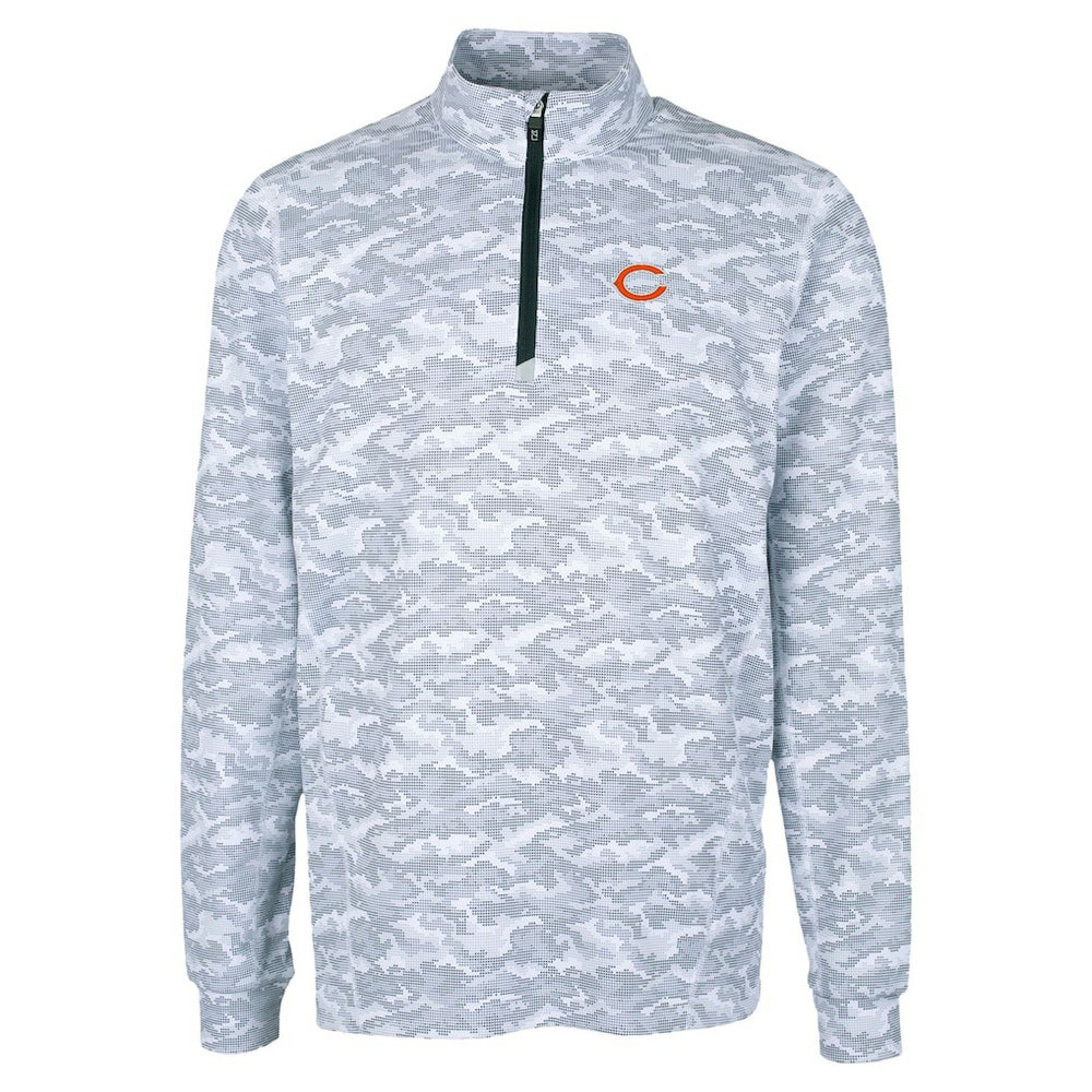 Chicago Bears Cutter & Buck Traverse Camo Print Stretch Quarter-Zip Top - Charcoal outlet