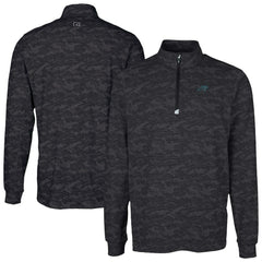Carolina Panthers Cutter & Buck Traverse Camo Print Stretch Quarter-Zip Top - Black discount