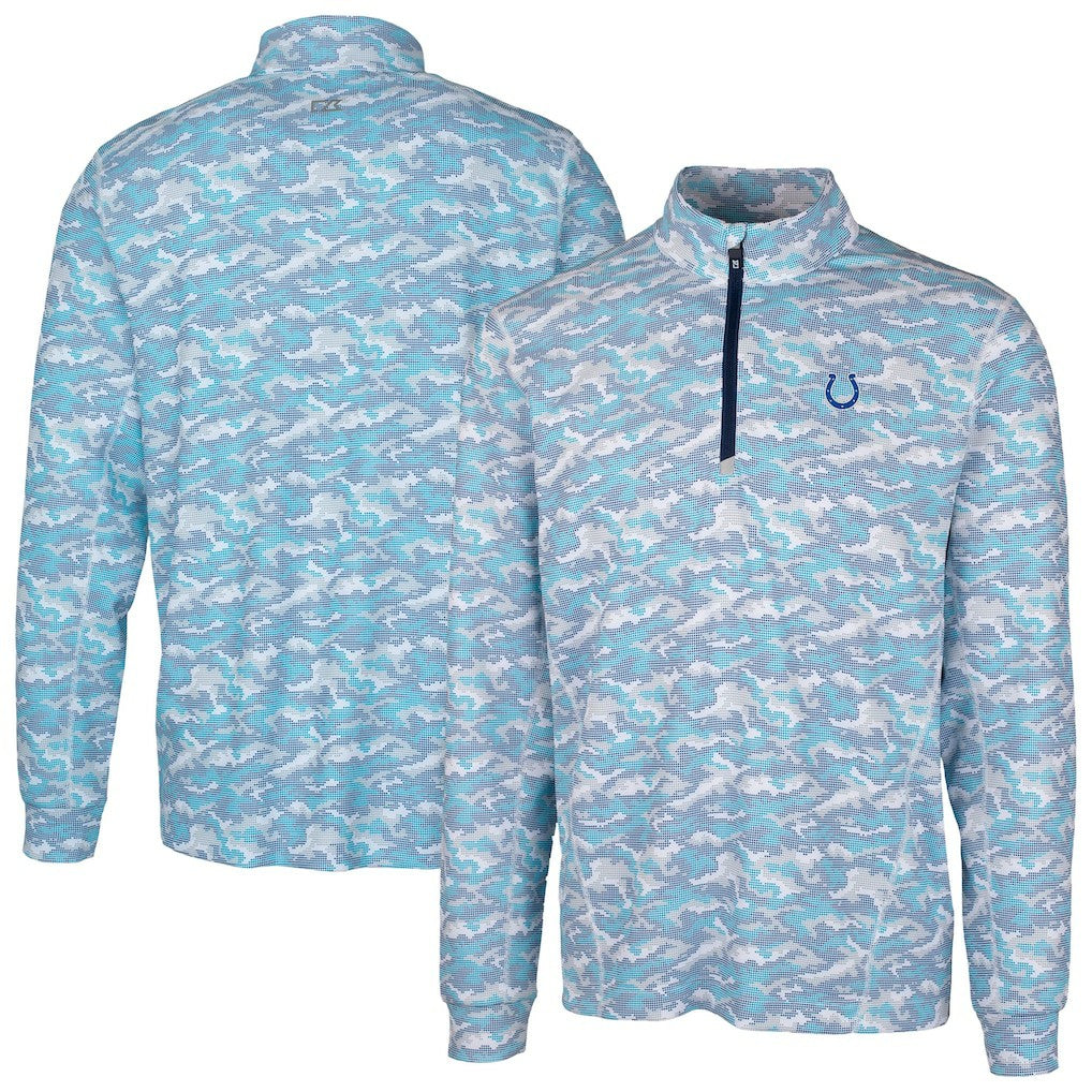 Indianapolis Colts Cutter & Buck Traverse Camo Print Stretch Quarter-Zip Pullover Top - Blue cheap