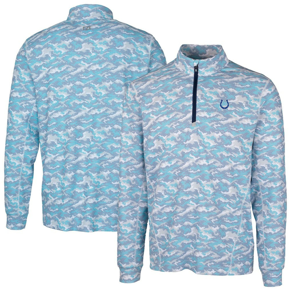 Indianapolis Colts Cutter & Buck Traverse Camo Print Stretch Quarter-Zip Pullover Top - Blue cheap