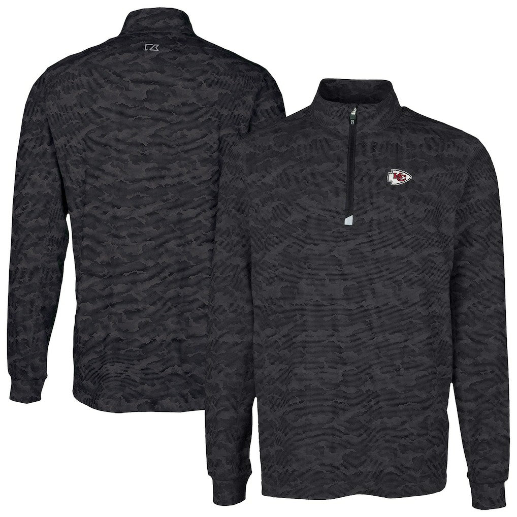 Kansas City Chiefs Cutter & Buck Traverse Camo Print Stretch Quarter-Zip Top - Black outlet