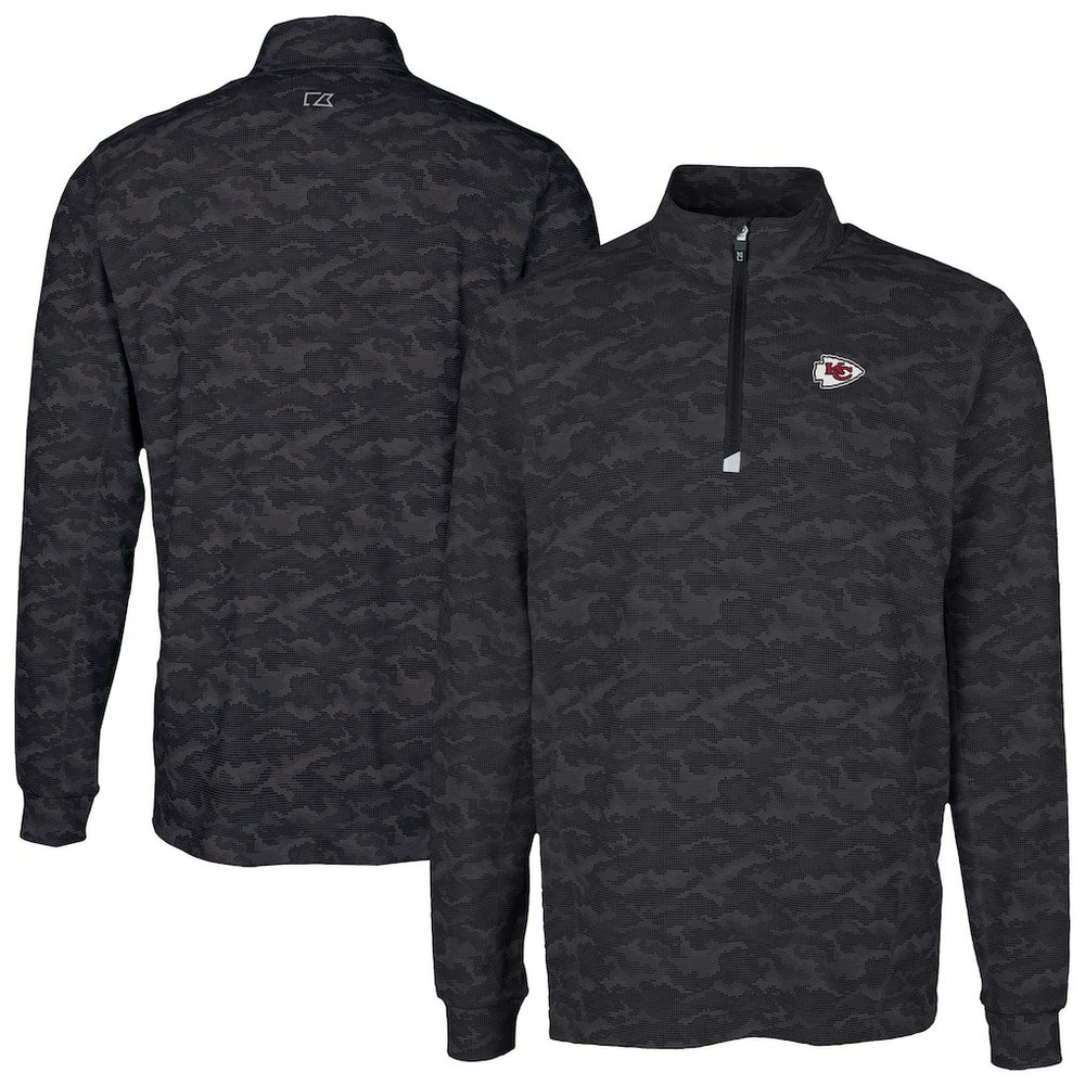 Kansas City Chiefs Cutter & Buck Traverse Camo Print Stretch Quarter-Zip Top - Black outlet