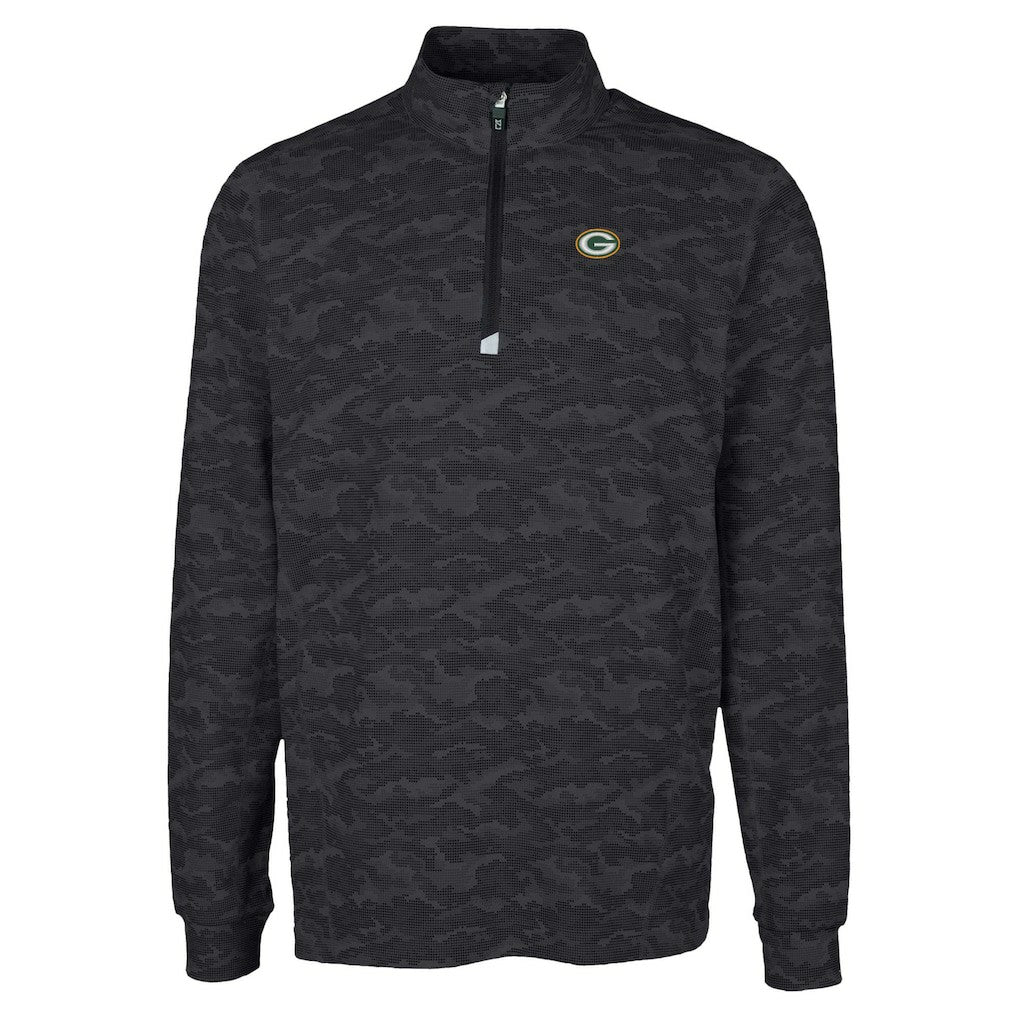 Green Bay Packers Cutter & Buck Traverse Camo Print Stretch Quarter-Zip Top - Black online