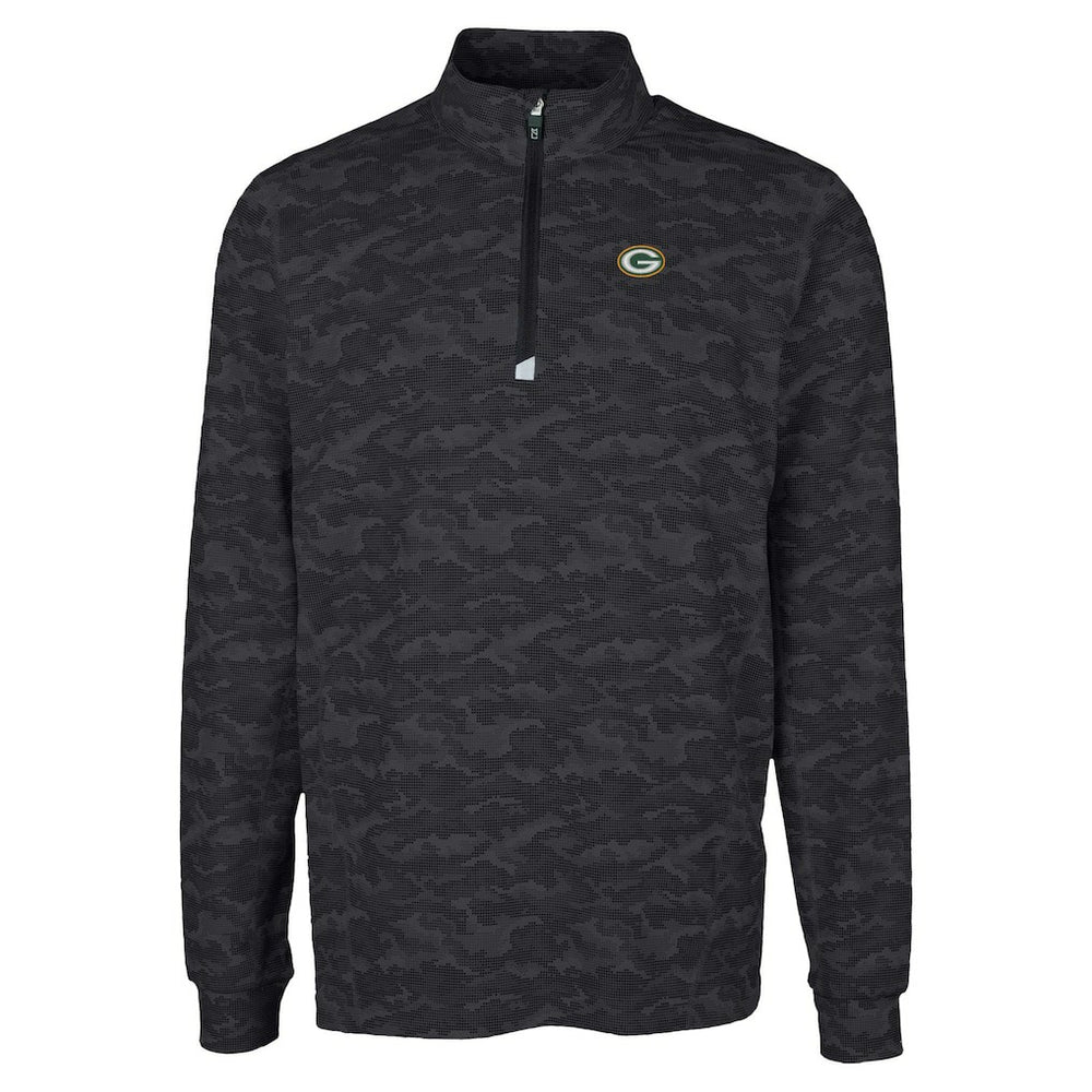 Green Bay Packers Cutter & Buck Traverse Camo Print Stretch Quarter-Zip Top - Black online