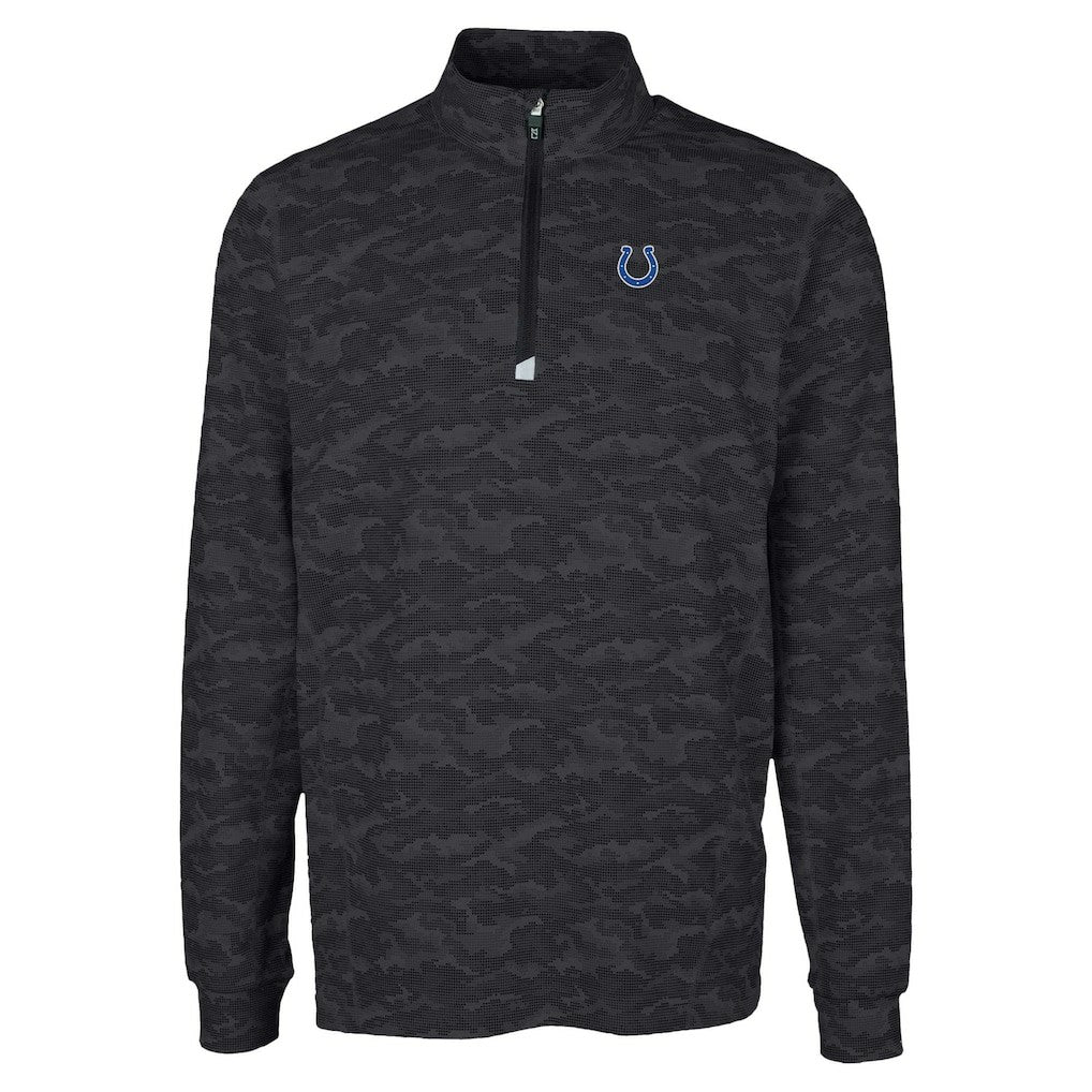 Indianapolis Colts Cutter & Buck Traverse Camo Print Stretch Quarter-Zip Top - Black outlet