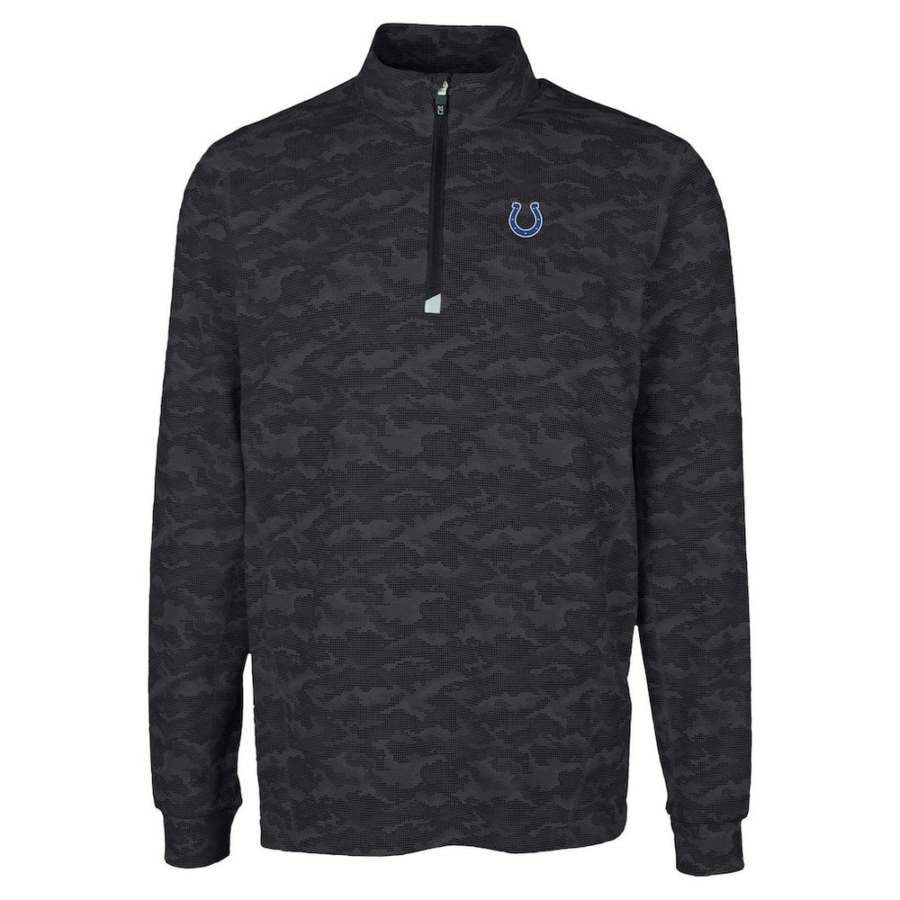 Indianapolis Colts Cutter & Buck Traverse Camo Print Stretch Quarter-Zip Top - Black outlet