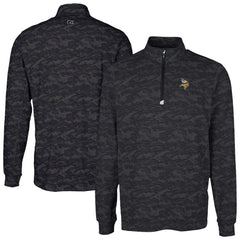 Minnesota Vikings Cutter & Buck Traverse Camo Print Stretch Quarter-Zip Top - Black discount