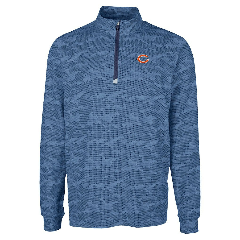 Chicago Bears Cutter & Buck Traverse Camo Print Stretch Quarter-Zip Top - Navy on sale