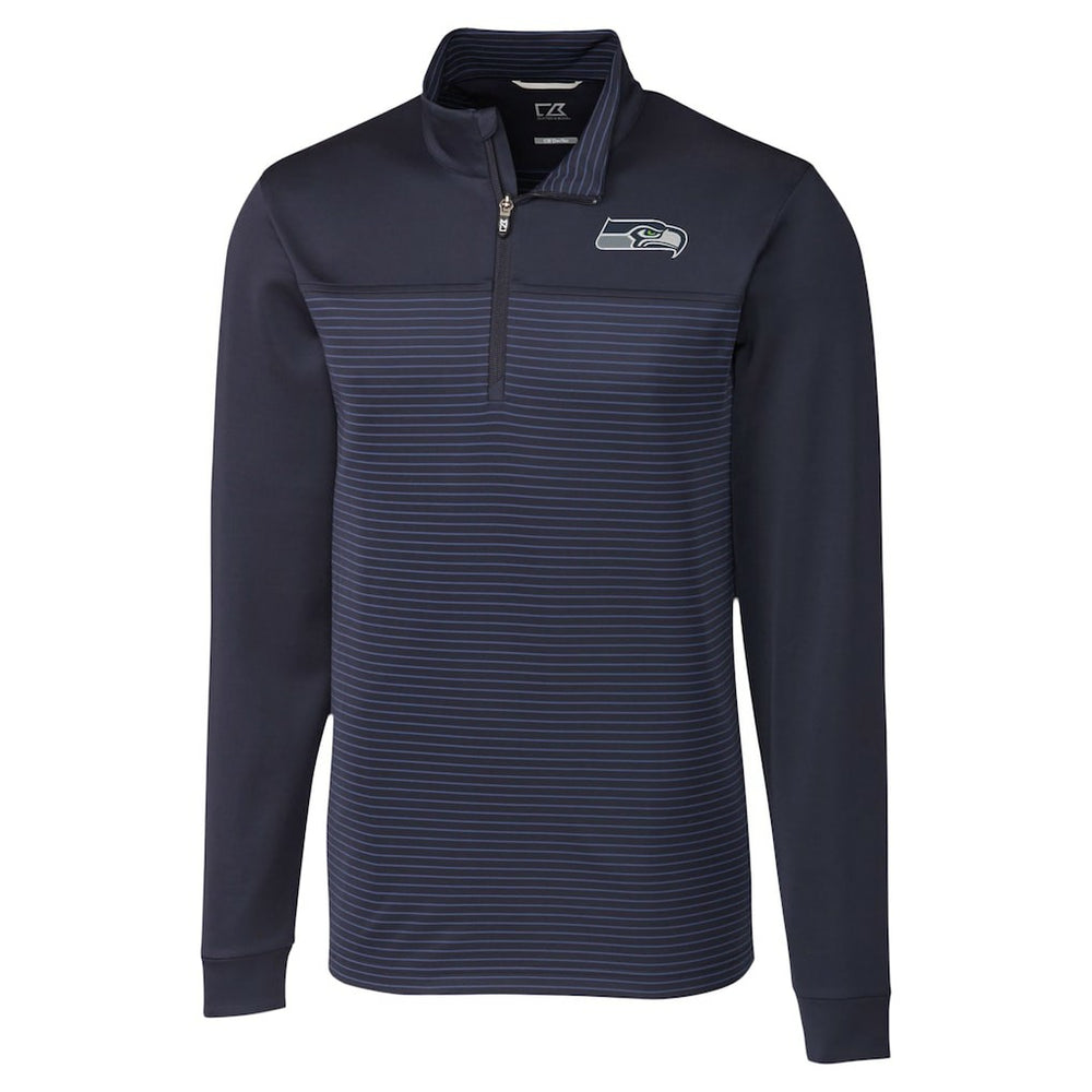Seattle Seahawks Cutter & Buck Traverse Stripe Stretch DryTec Quarter-Zip Top - Navy cheap