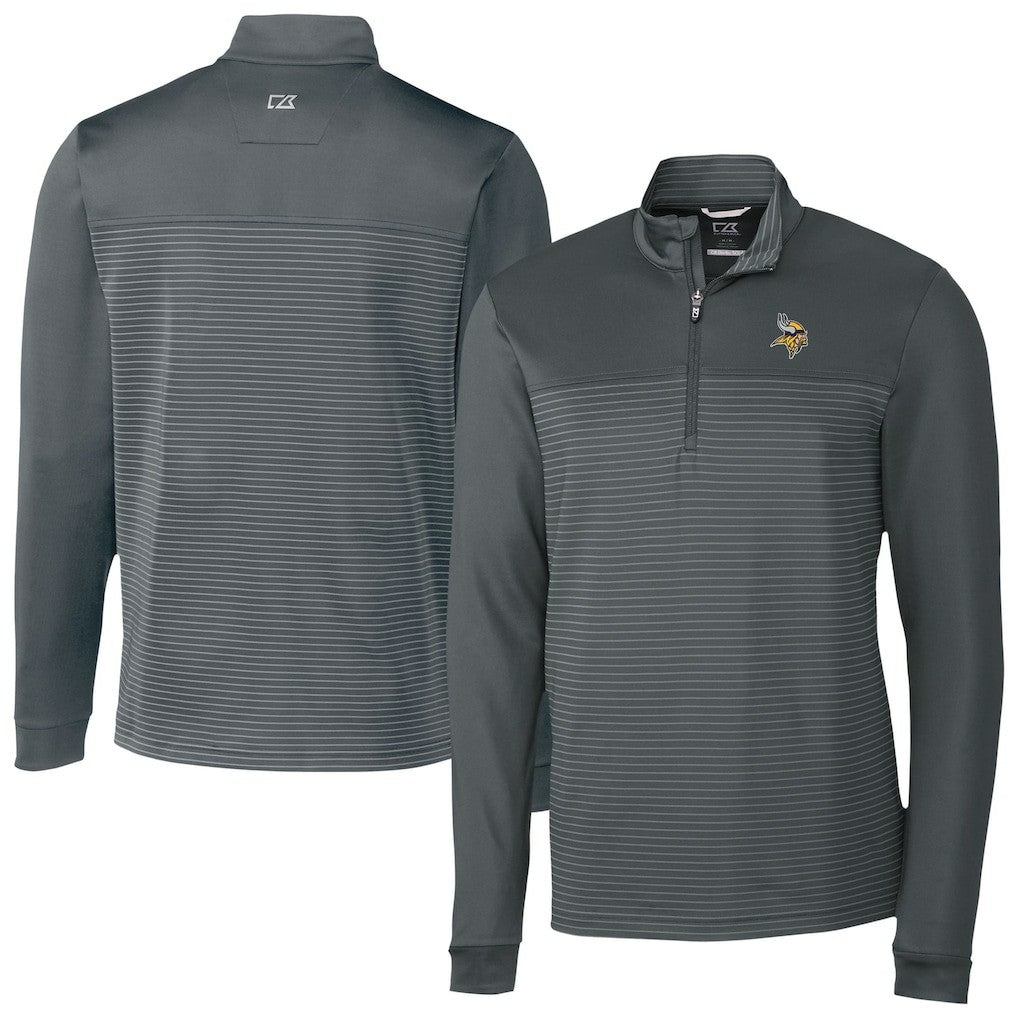 Minnesota Vikings Cutter & Buck Traverse Stripe Stretch DryTec Quarter-Zip Top - Gray sale