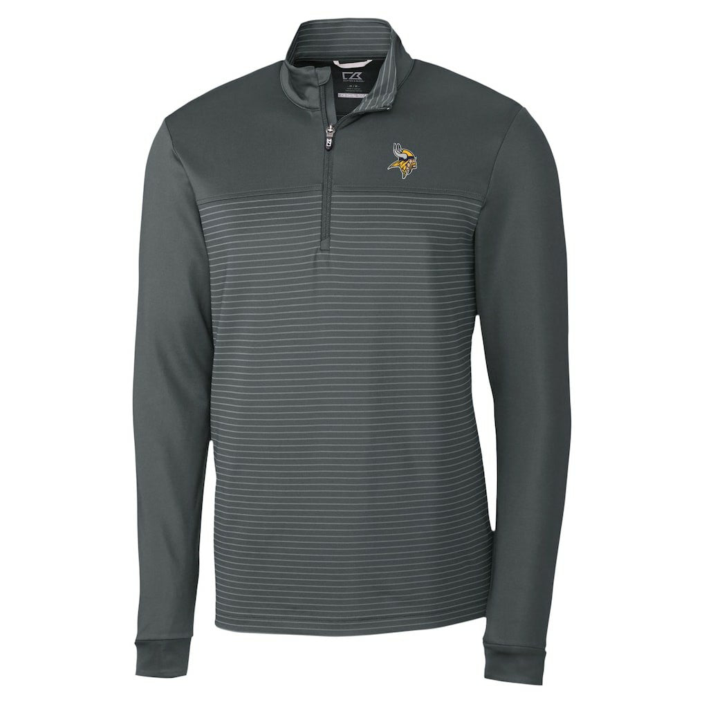 Minnesota Vikings Cutter & Buck Traverse Stripe Stretch DryTec Quarter-Zip Top - Gray sale