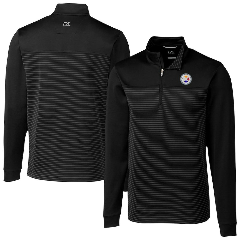 Pittsburgh Steelers Cutter & Buck Traverse Stripe Stretch DryTec Quarter-Zip Top - Black discount