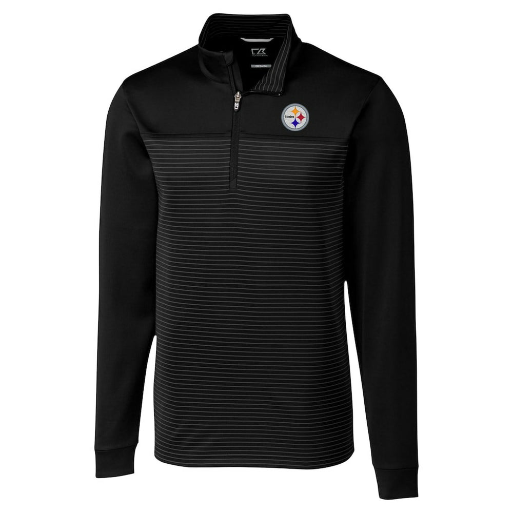 Pittsburgh Steelers Cutter & Buck Traverse Stripe Stretch DryTec Quarter-Zip Top - Black discount