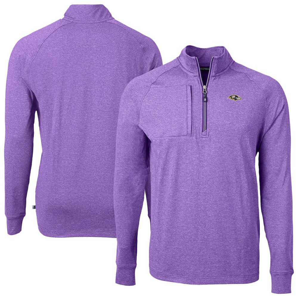 Baltimore Ravens Cutter & Buck Adapt Eco Raglan Quarter-Zip Jacket - Heather Purple sale