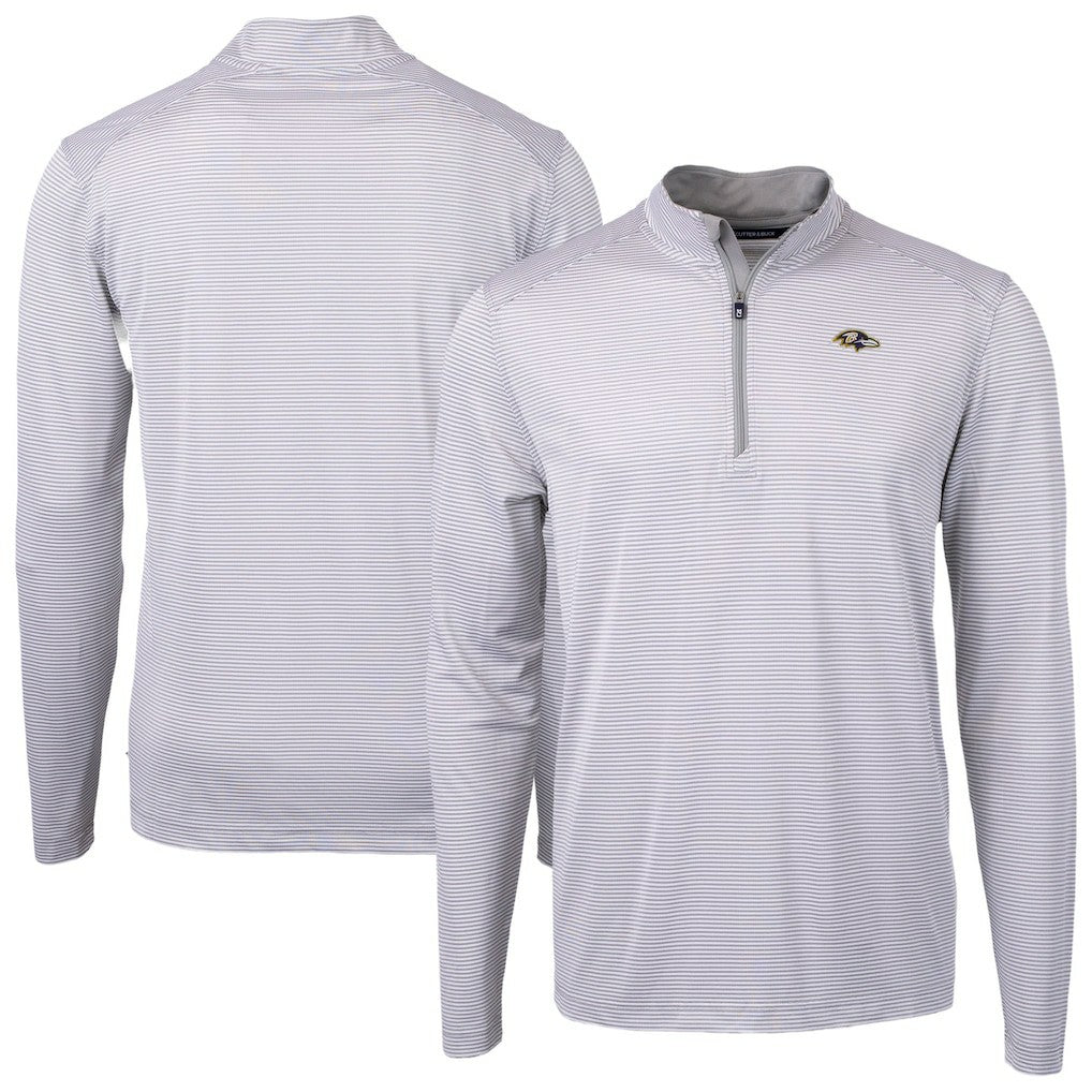 Baltimore Ravens Cutter & Buck Virtue Eco Pique Micro Stripe Quarter-Zip Jacket - Gray cheap