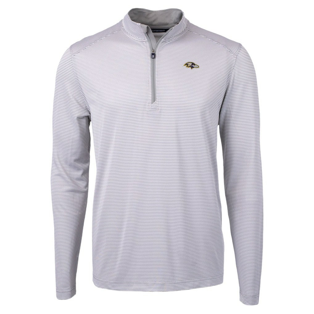 Baltimore Ravens Cutter & Buck Virtue Eco Pique Micro Stripe Quarter-Zip Jacket - Gray cheap