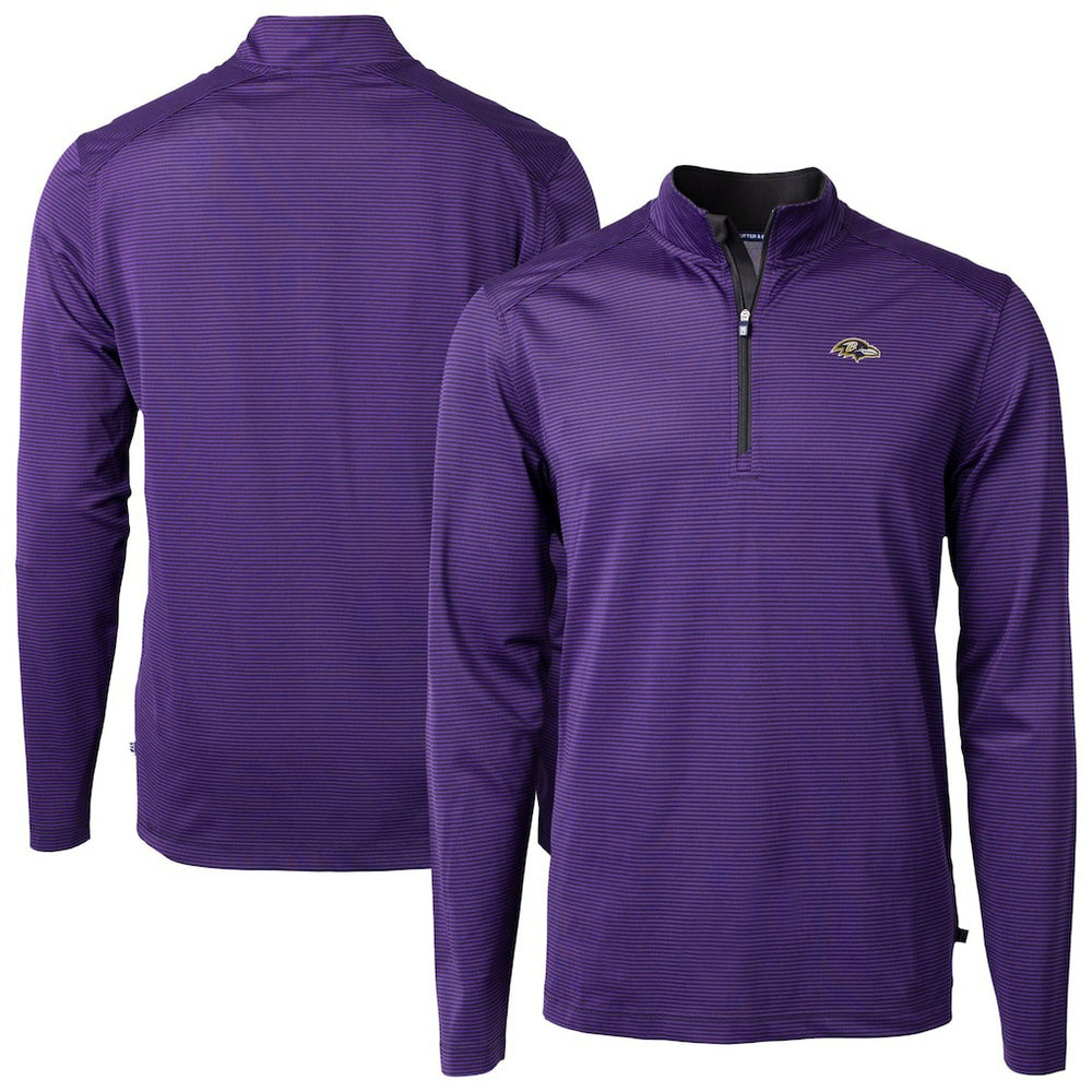 Baltimore Ravens Cutter & Buck Virtue Eco Pique Micro Stripe Quarter-Zip Jacket - Purple outlet