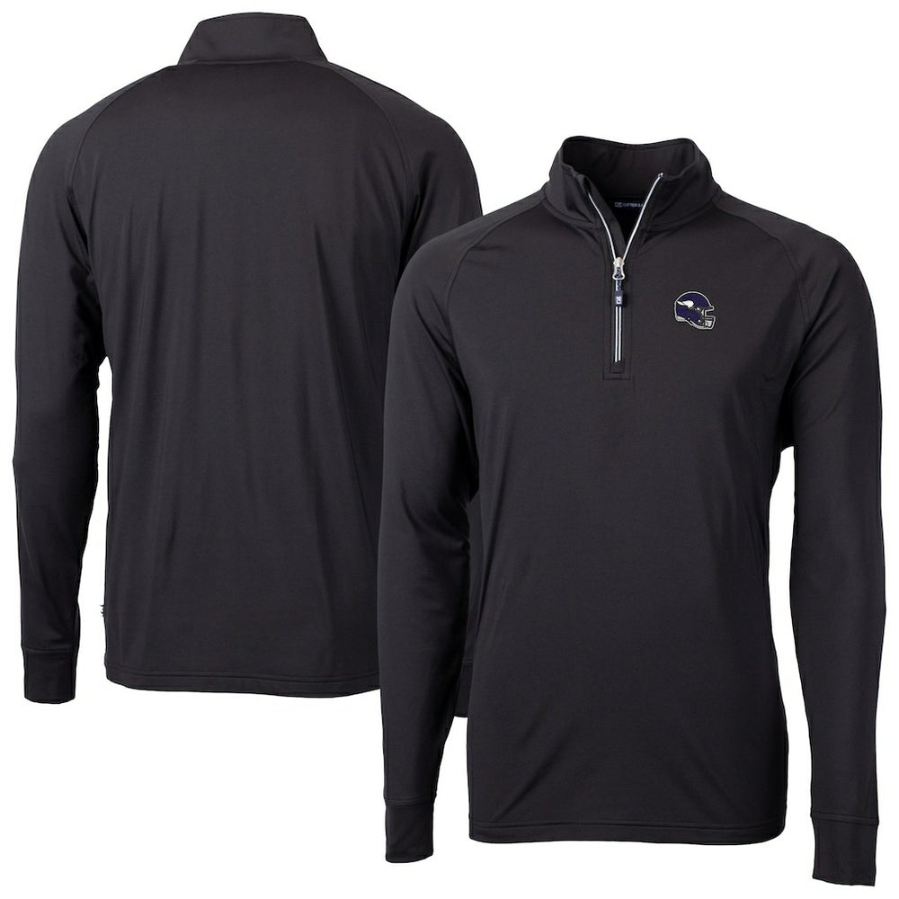 Minnesota Vikings Cutter & Buck Big & Tall Adapt Eco DryTec Raglan Quarter-Zip Jacket - Black cheap