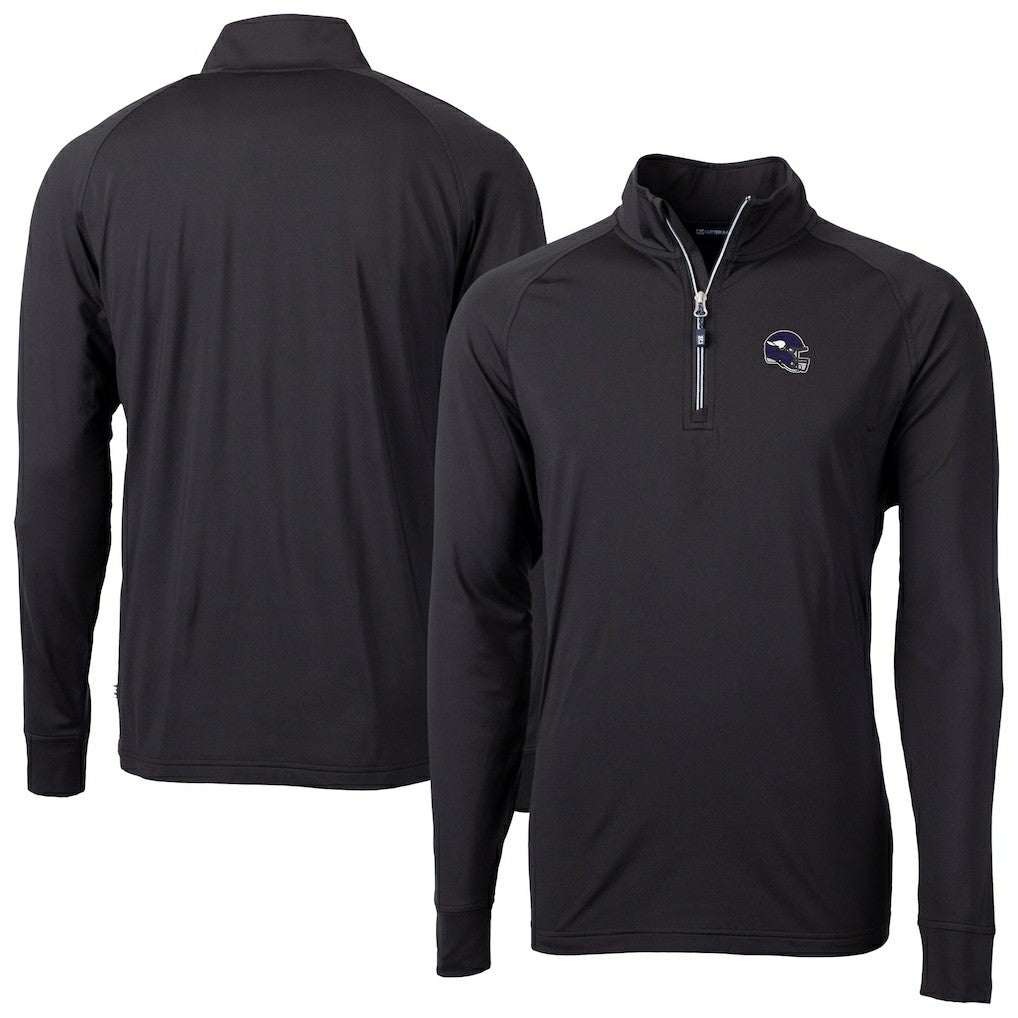 Minnesota Vikings Cutter & Buck Big & Tall Adapt Eco DryTec Raglan Quarter-Zip Jacket - Black cheap